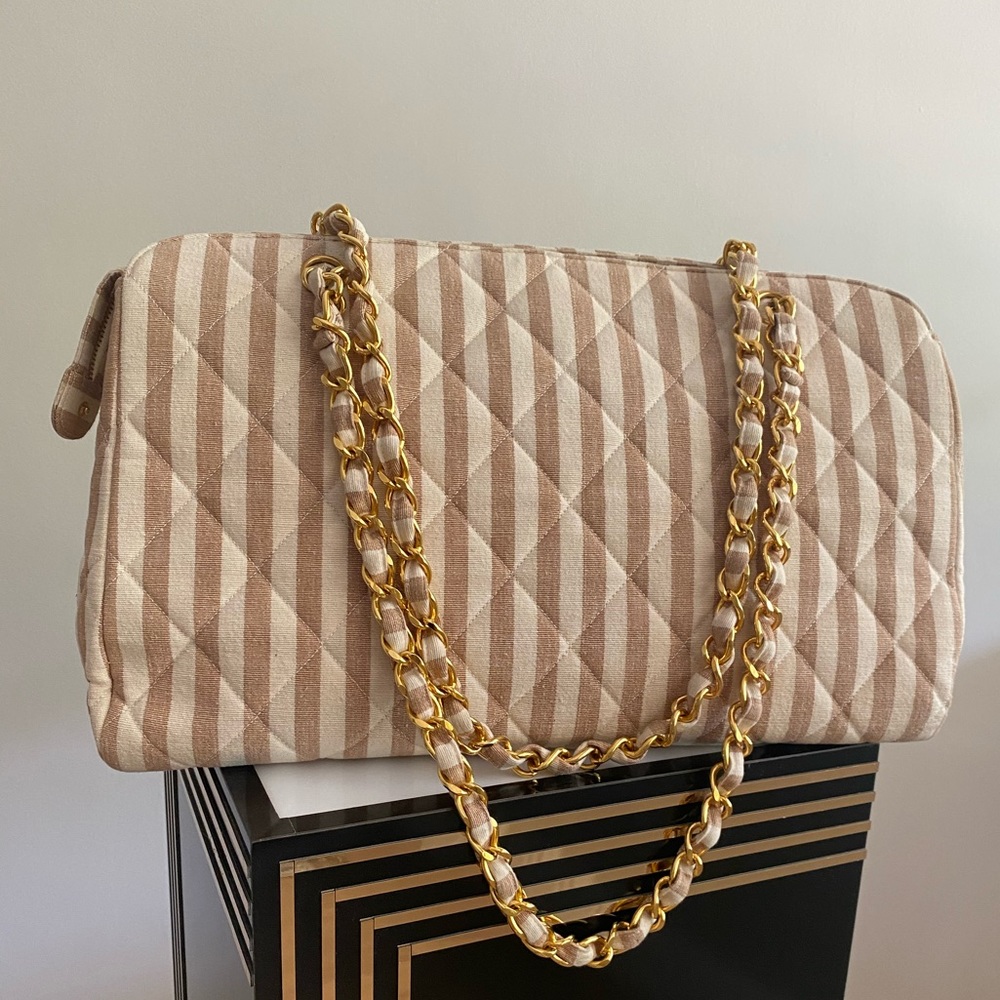 Chanel Vintage Canvas Striped Summer Bag